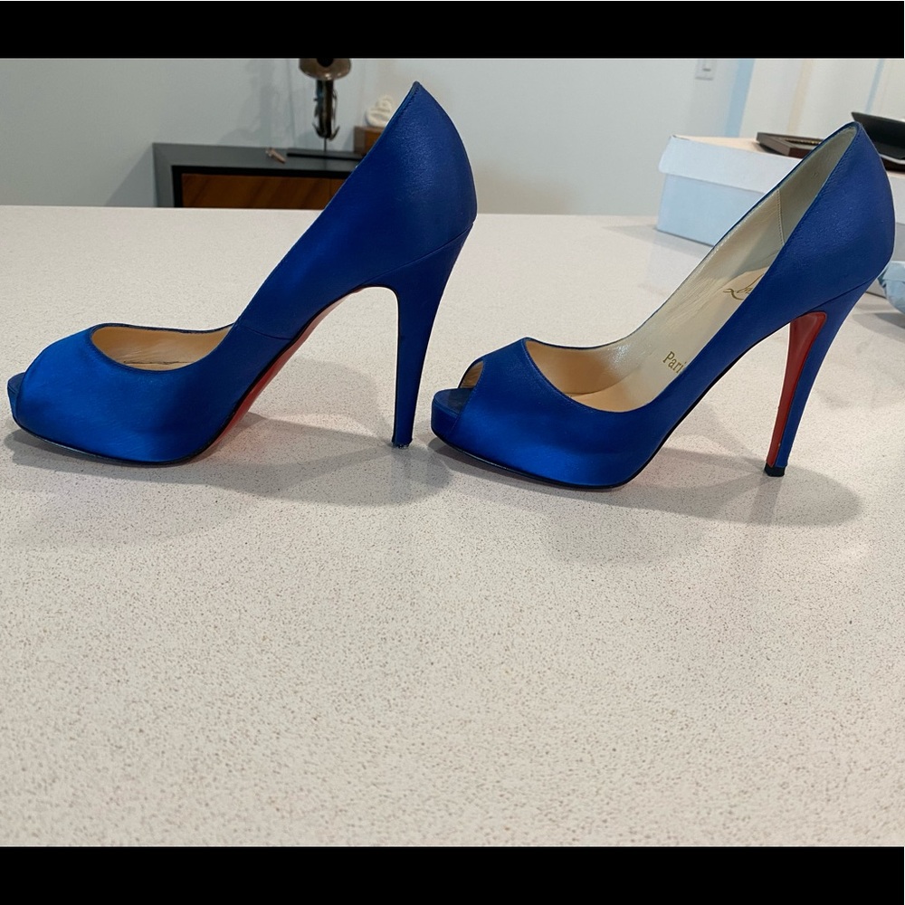 Blue satin Christian Louboutins